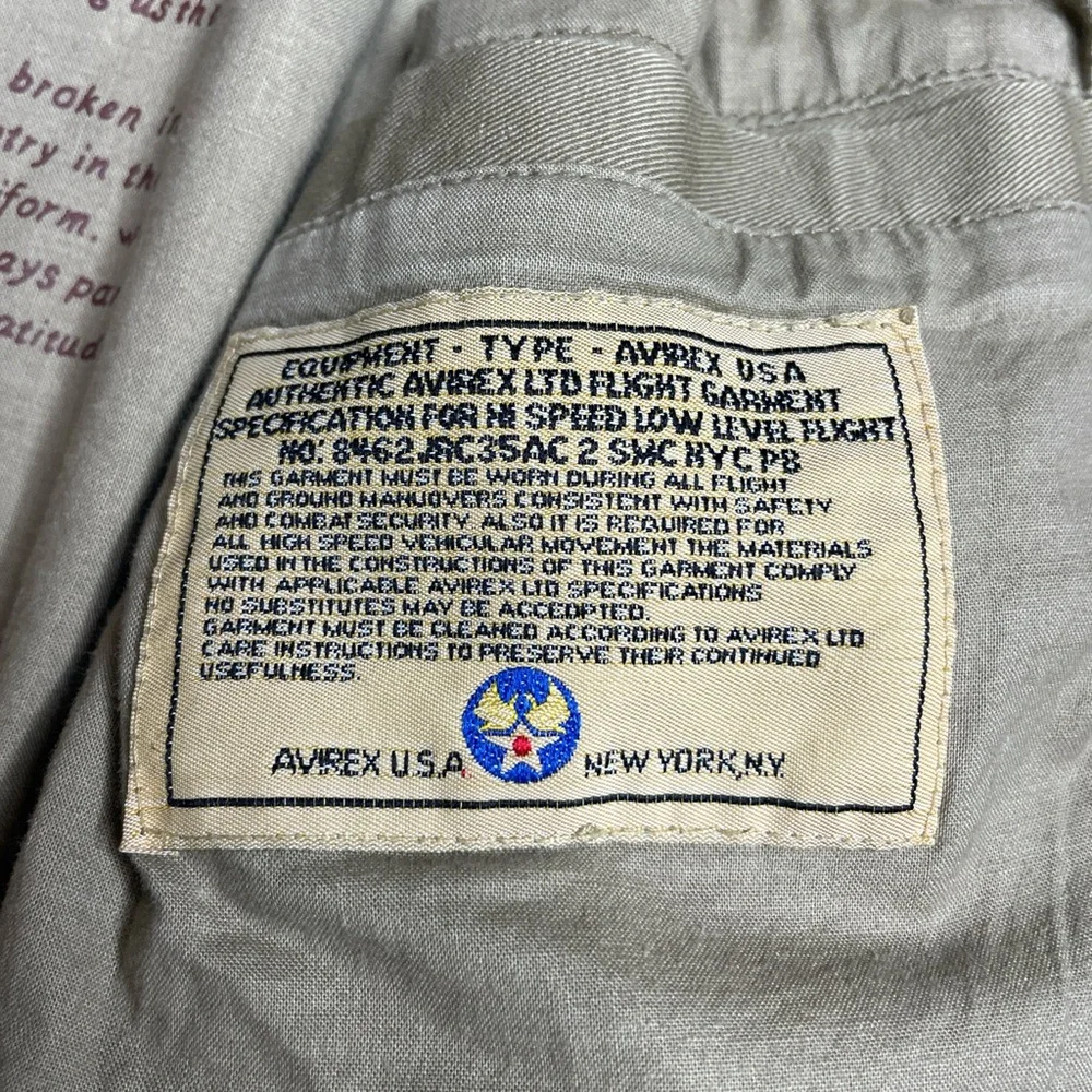 Vintage Avirex A-2 Bomber Flight Jacket USAF Certified USA Beige Cotton Canvas M - Picture 5 of 9